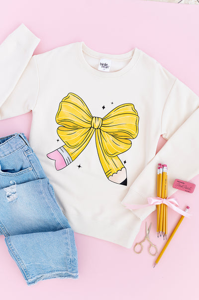 Pencil Bow Crewneck Sweatshirt