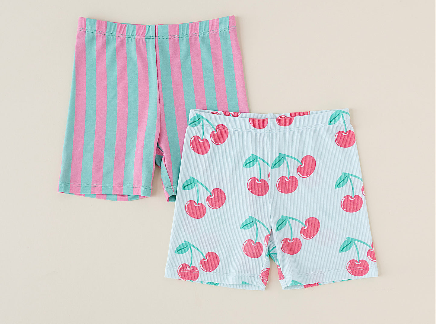Cherry/Stripes Biker Short Set