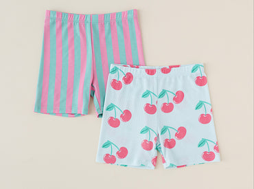 Cherry/Stripes Biker Short Set