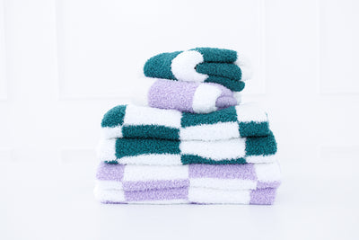 lavender check microfiber blanket- TODDLER