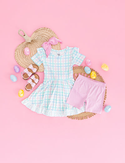 Pastel Gingham Birdie Dress