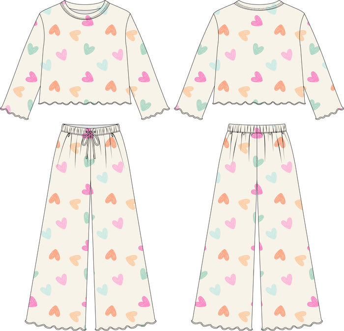 PREORDER: Doodle Hearts Women's Lounge Set