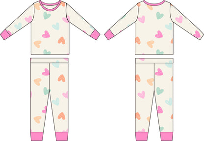 Doodle Hearts Bamboo Pajama Set