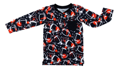 graffiti football henley t- shirt : BLACK AND ORANGE