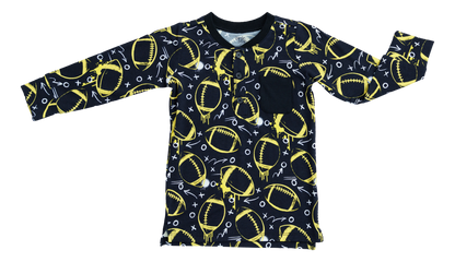 Graffiti Football Henley T-Shirt : BLACK AND YELLOW/GOLD