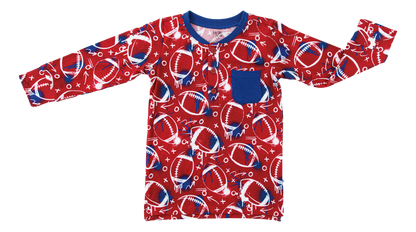 Graffiti Football Henley T-Shirt : RED AND NAVY