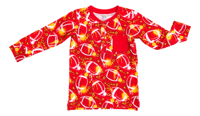 graffiti football henley t- shirt : RED AND YELLOW/GOLD