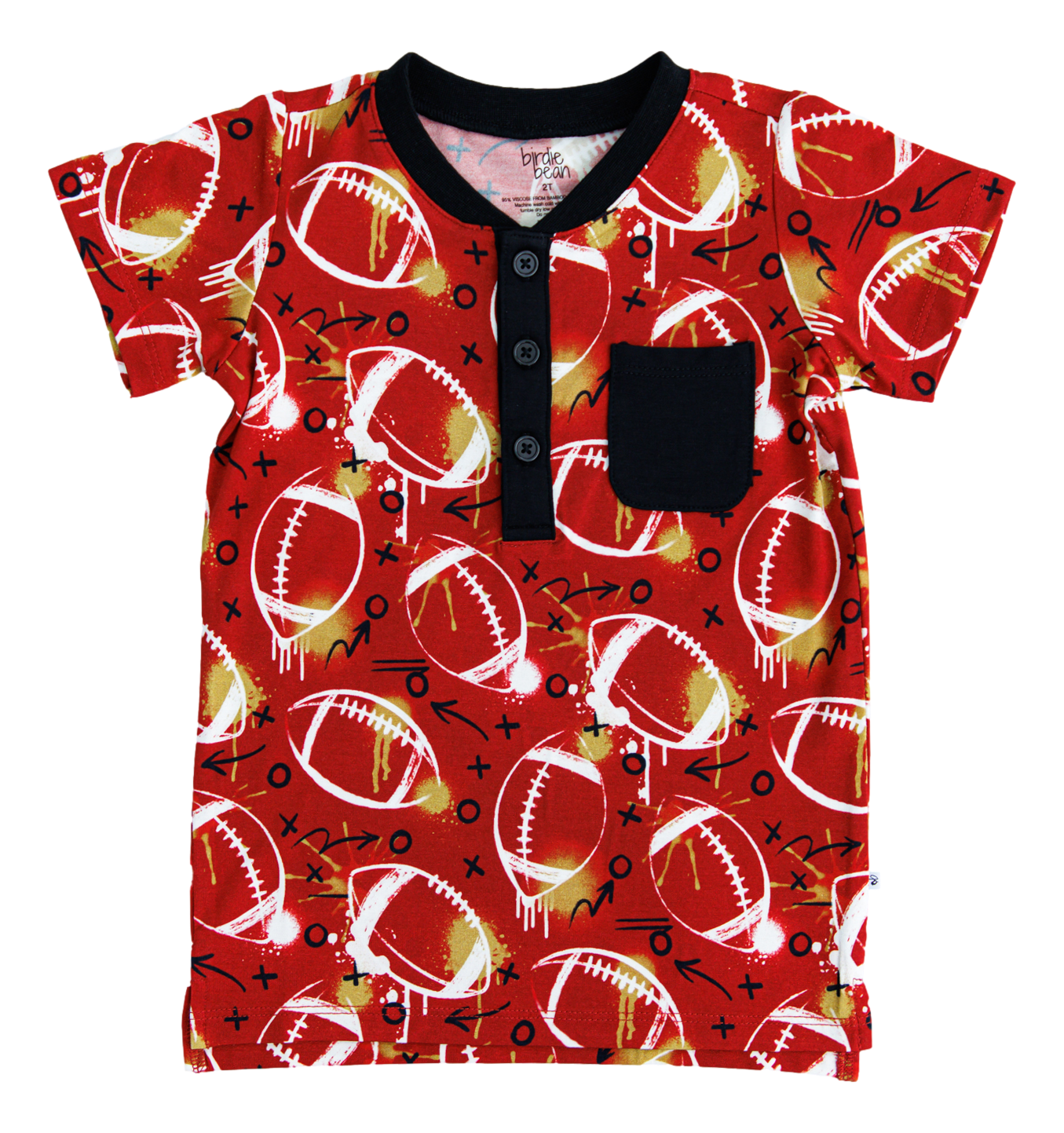 graffiti football henley t- shirt : RED AND GOLD