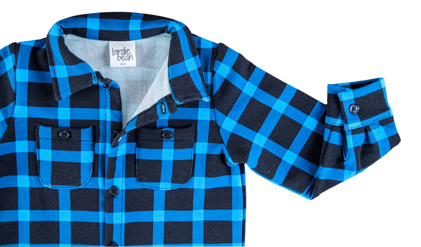 Ice Blue/Black Plaid Flannel