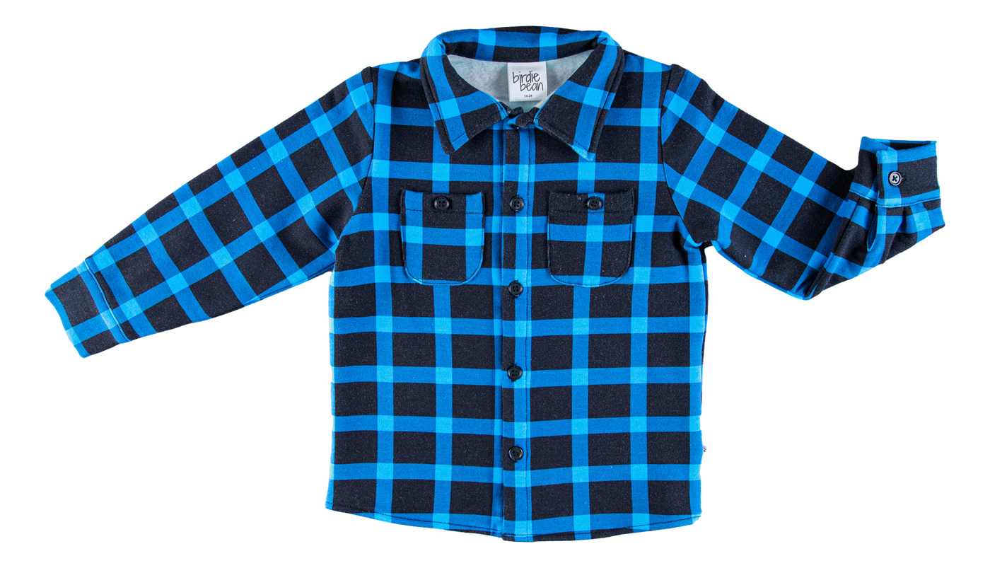 ice blue/black plaid flannel