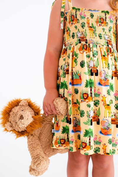 leo smocked birdie dress