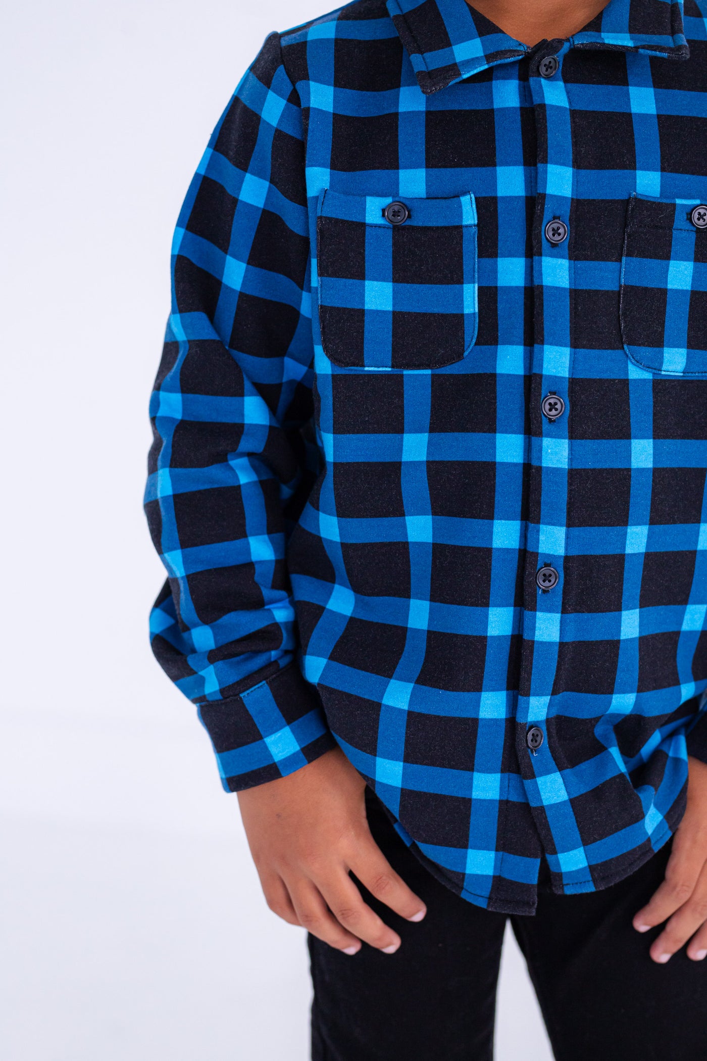 ice blue/black plaid flannel