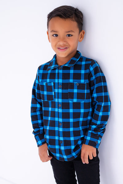 ice blue/black plaid flannel