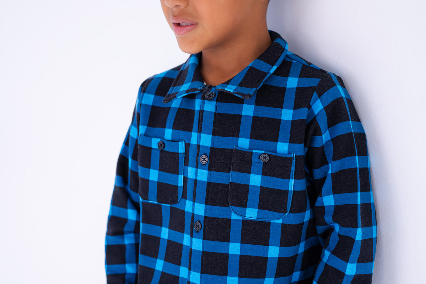 ice blue/black plaid flannel