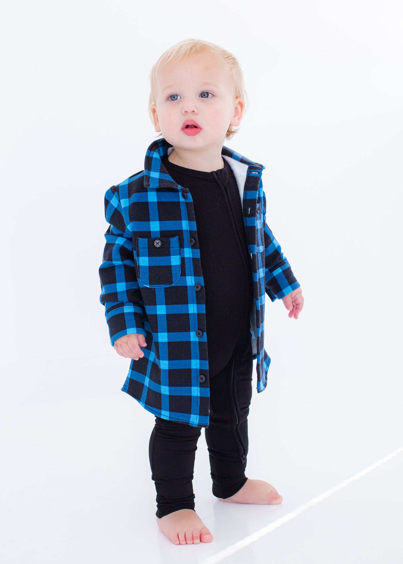 ice blue/black plaid flannel