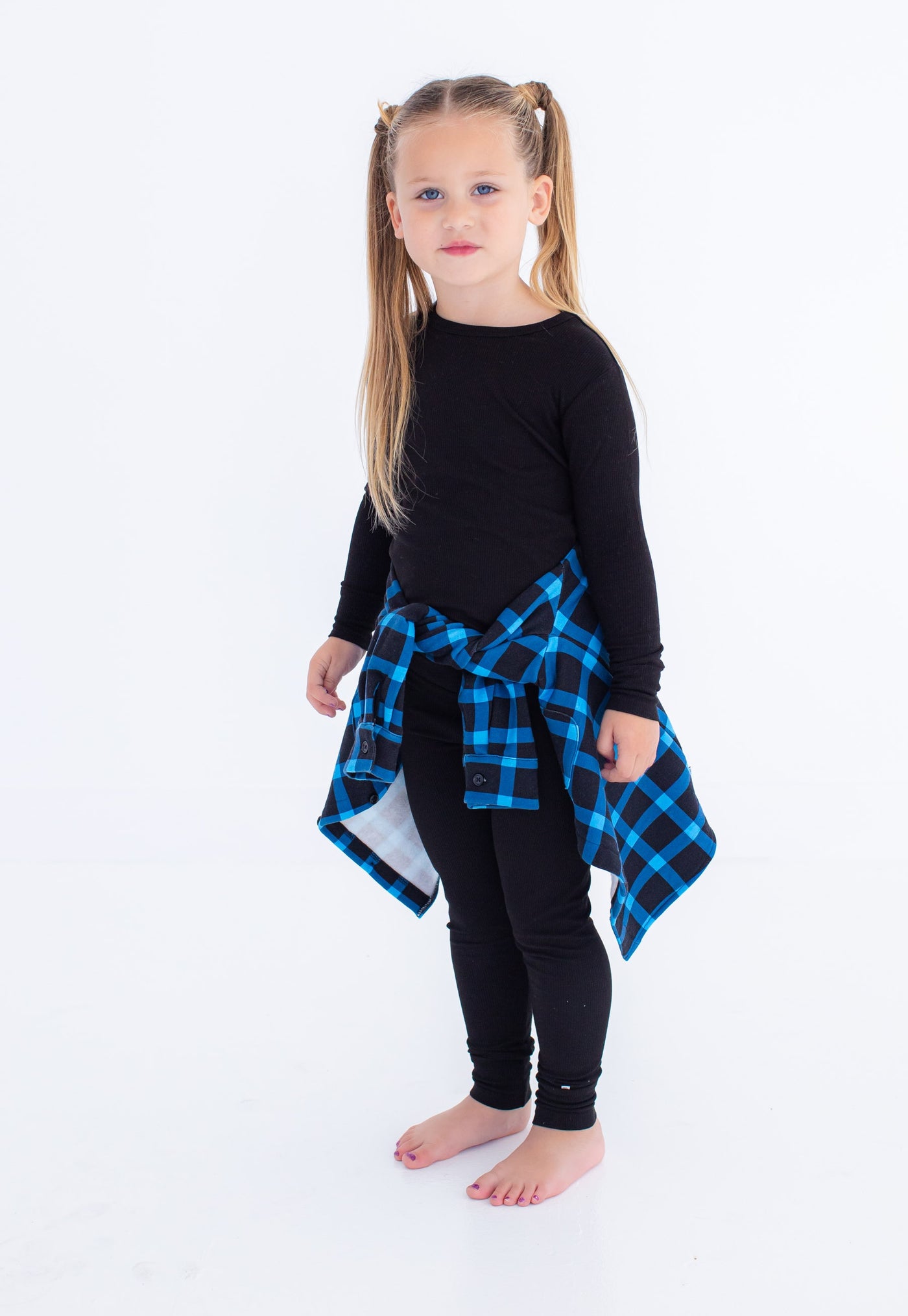 ice blue/black plaid flannel