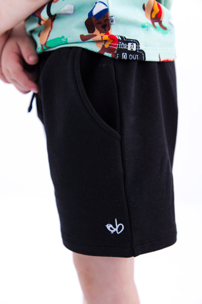 jet black bamboo/cotton shorts