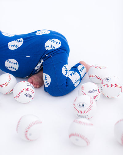 baseball convertible romper - BLUE