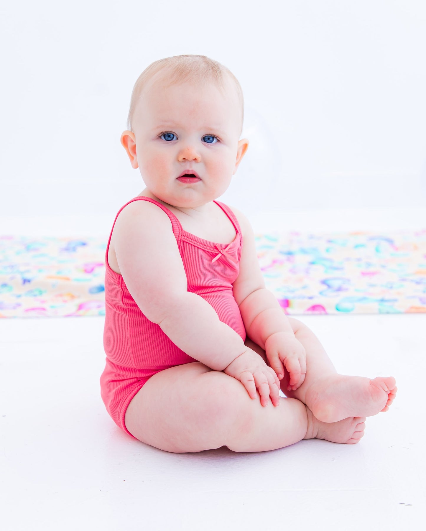 Strawberry ribbed bamboo bodysuit tank for babies with snap closure
