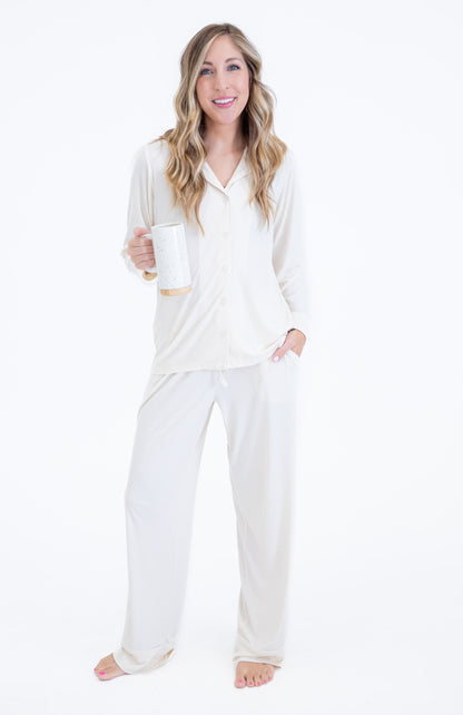 Ivory Ribbed Women's Lounge Set