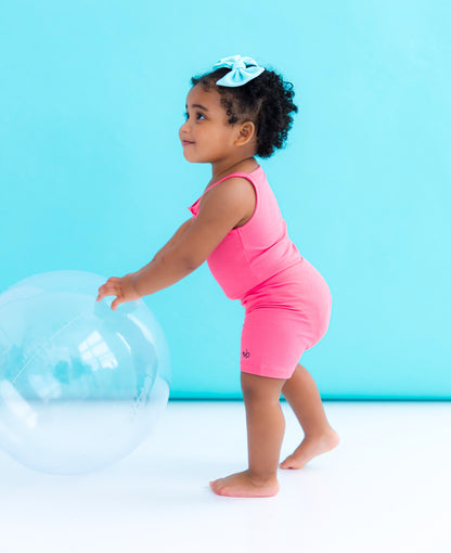 Strawberry ribbed bamboo bodysuit tank for babies with snap closure