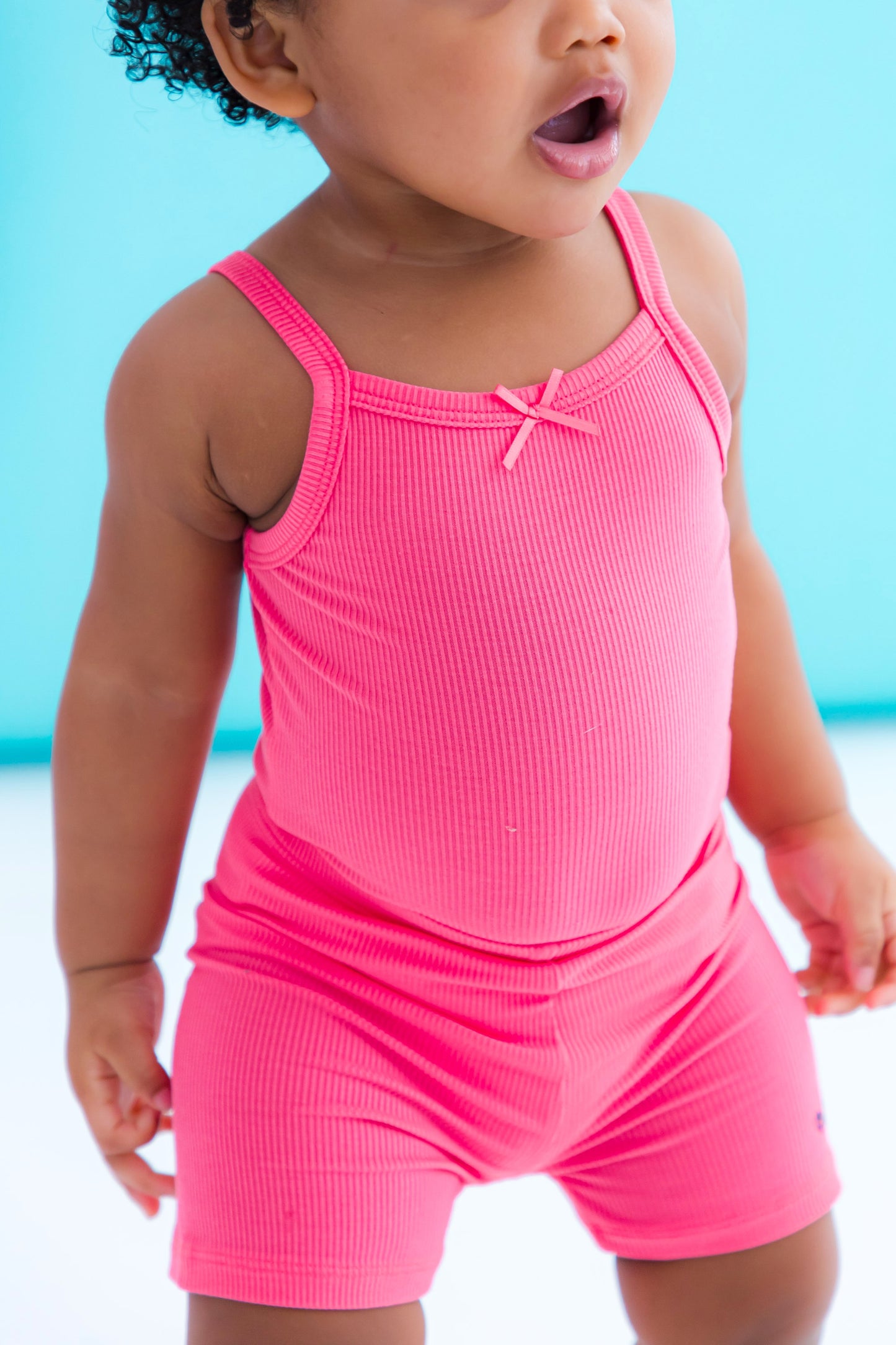 Strawberry ribbed bamboo bodysuit tank for babies with snap closure