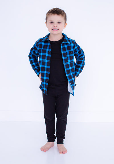 ice blue/black plaid flannel