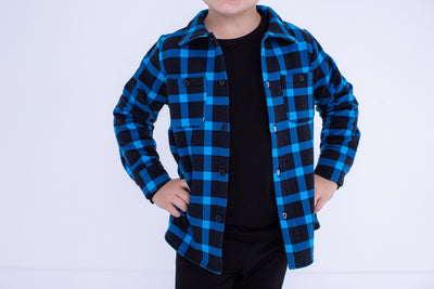 ice blue/black plaid flannel