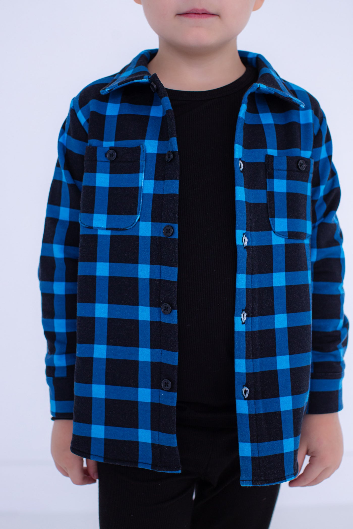 Ice Blue/Black Plaid Flannel