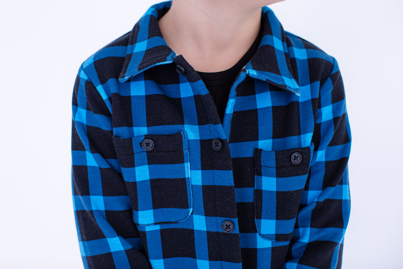 ice blue/black plaid flannel