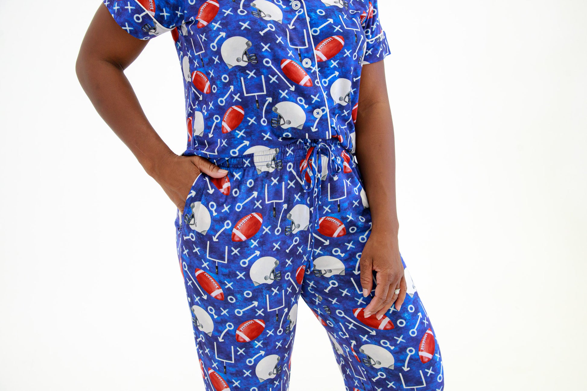 Women’s sports print lounge set with elastic waist and pockets