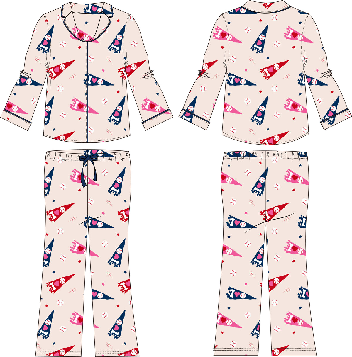 I Love Baseball Bamboo Set