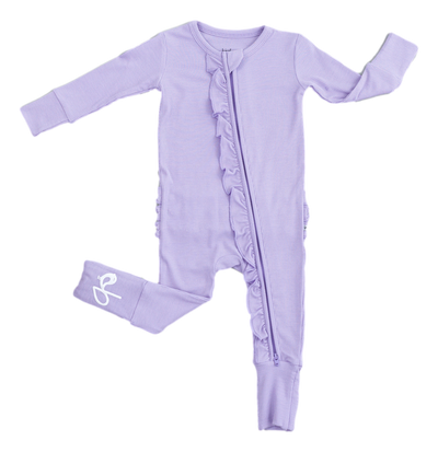 Lavender Ribbed Ruffle Convertible Romper