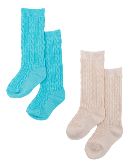 Knee-High Socks Set- MOSS AND LATTE