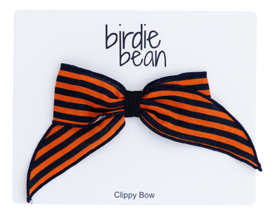 orange/black stripe clippy bow