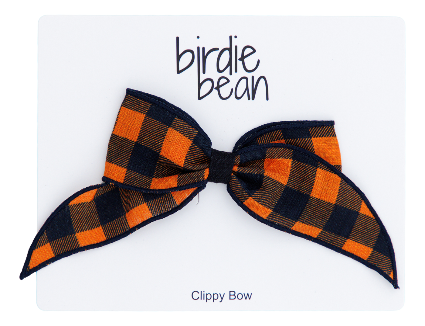 orange/black buffalo plaid clippy bow