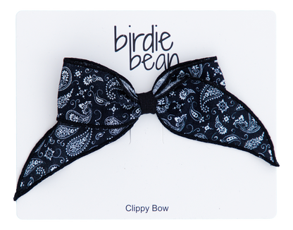 Black Paisley Clippy Bow