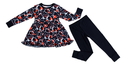 Graffiti Football Peplum Set : BLACK AND ORANGE