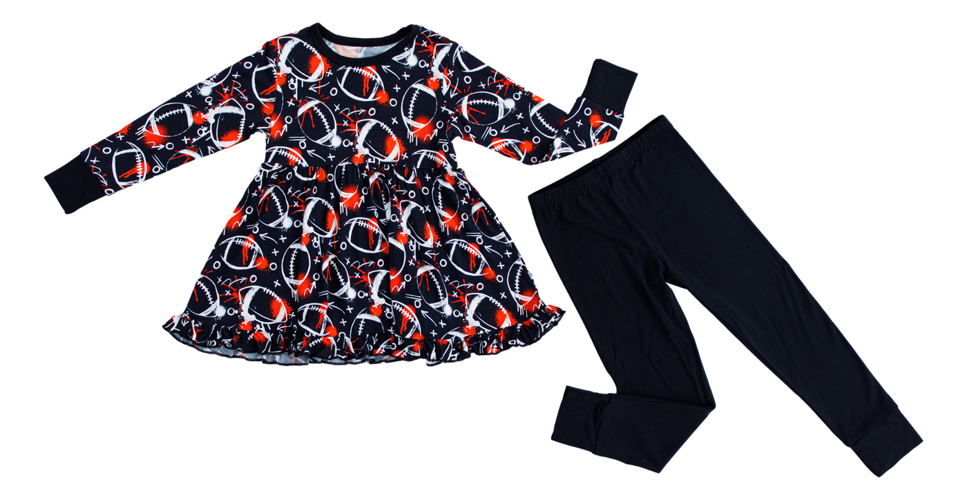 graffiti football peplum set : BLACK AND ORANGE