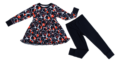 graffiti football peplum set : BLACK AND ORANGE