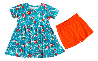 graffiti football peplum set : AQUA AND ORANGE