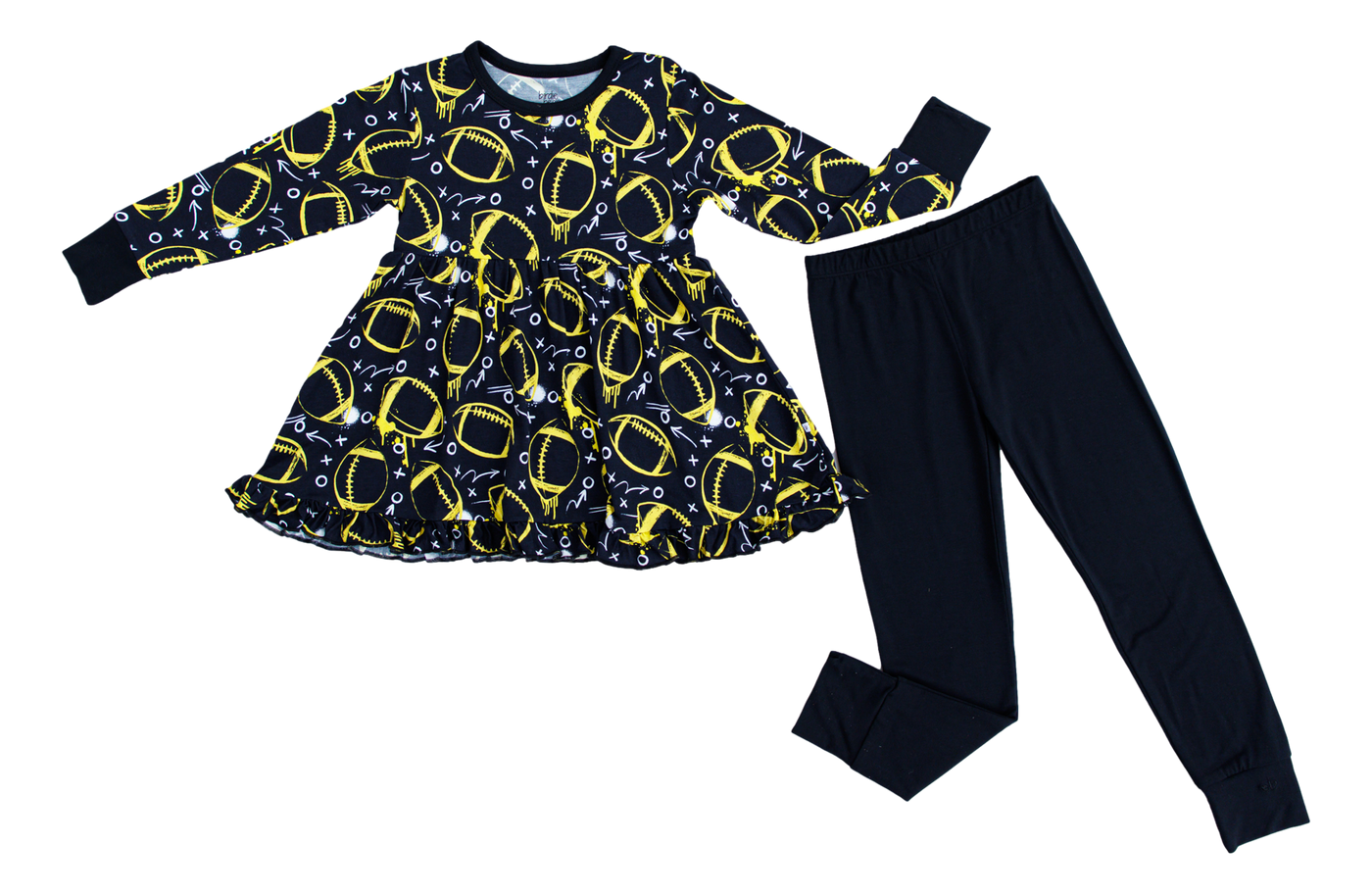 graffiti football peplum set : BLACK AND YELLOW/GOLD