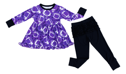 Graffiti Football Peplum Set : PURPLE AND WHITE