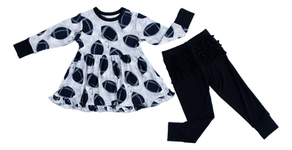 Graffiti Football Peplum Set : SILVER AND BLACK