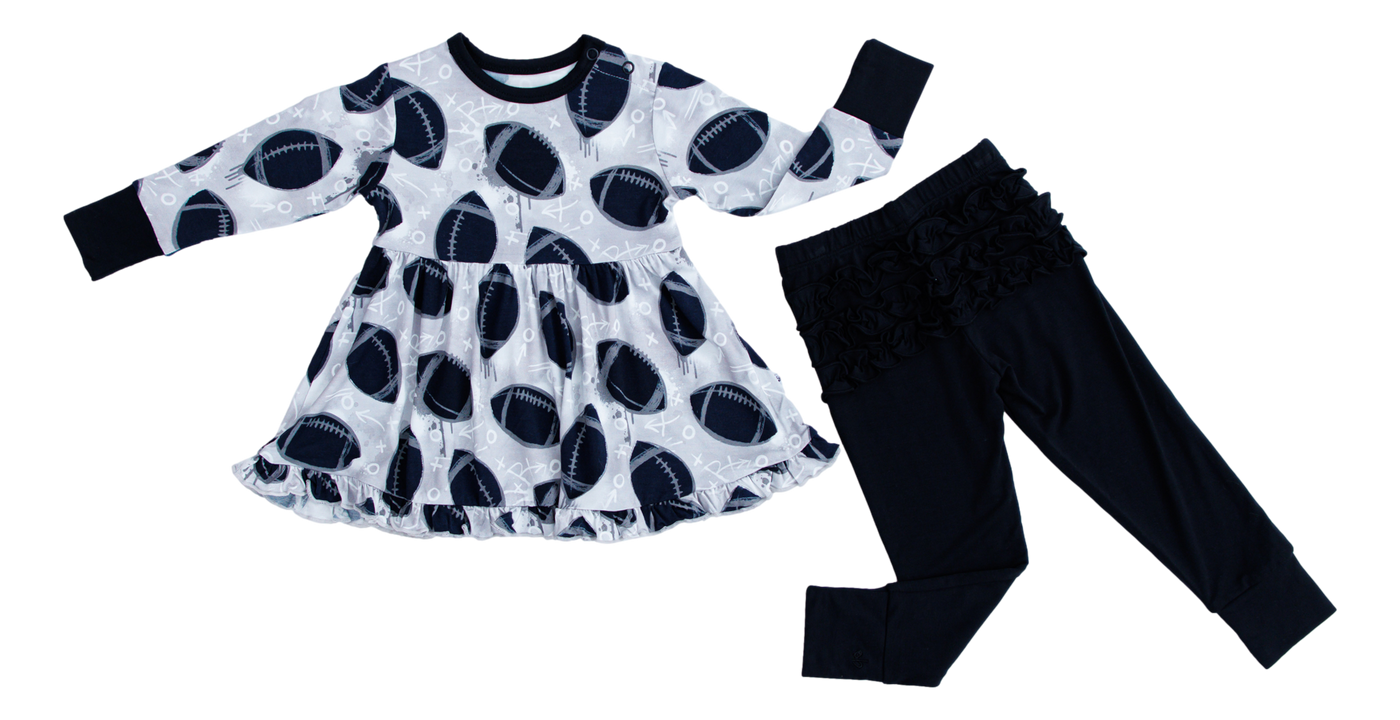 graffiti football peplum set : SILVER AND BLACK