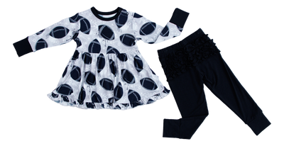 graffiti football peplum set : SILVER AND BLACK