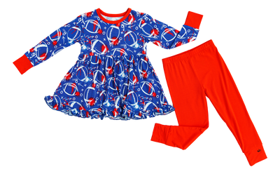 graffiti football peplum set : BLUE AND RED