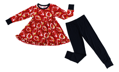 Graffiti Football Peplum Set : RED AND GOLD