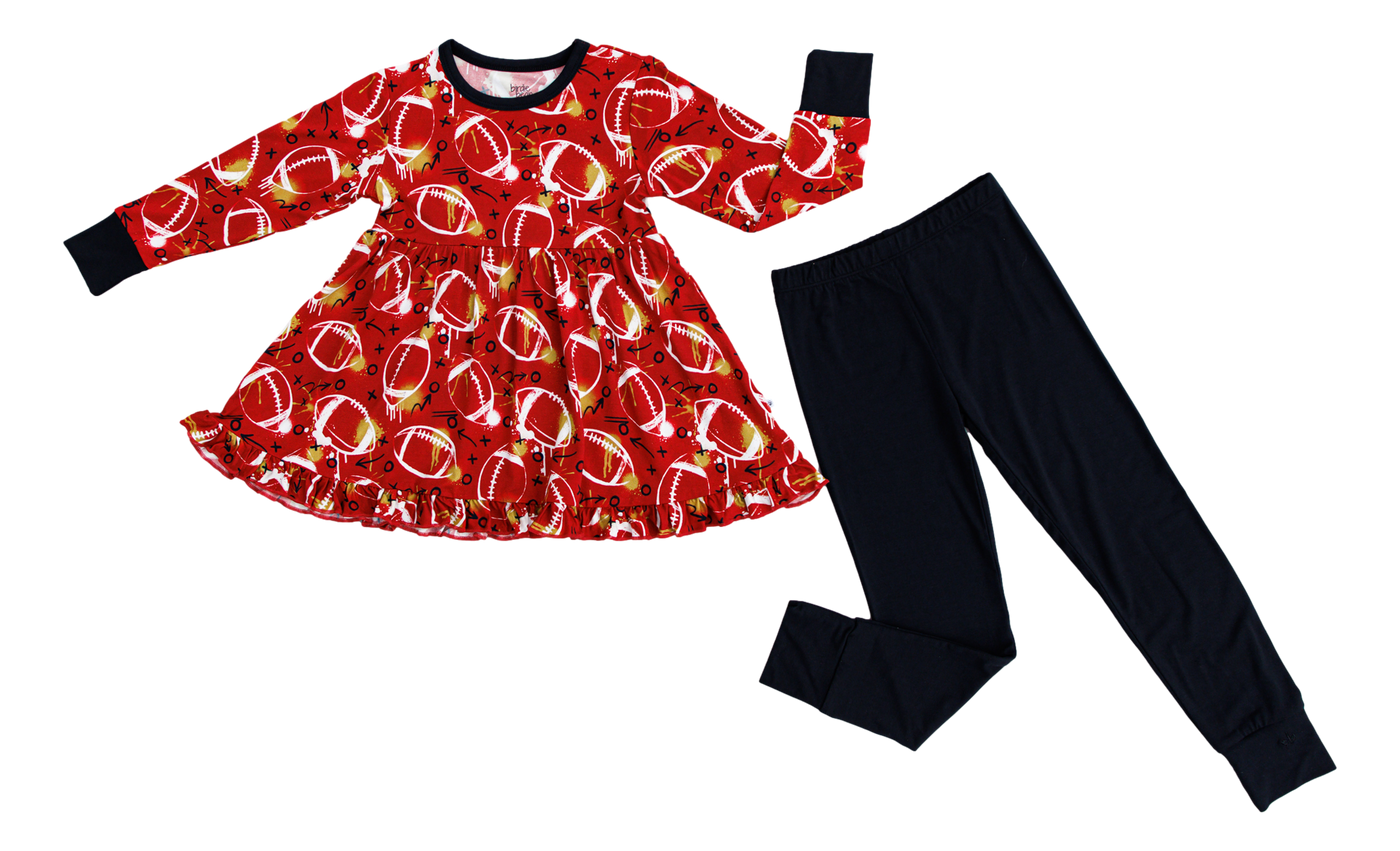 graffiti football peplum set : RED AND GOLD