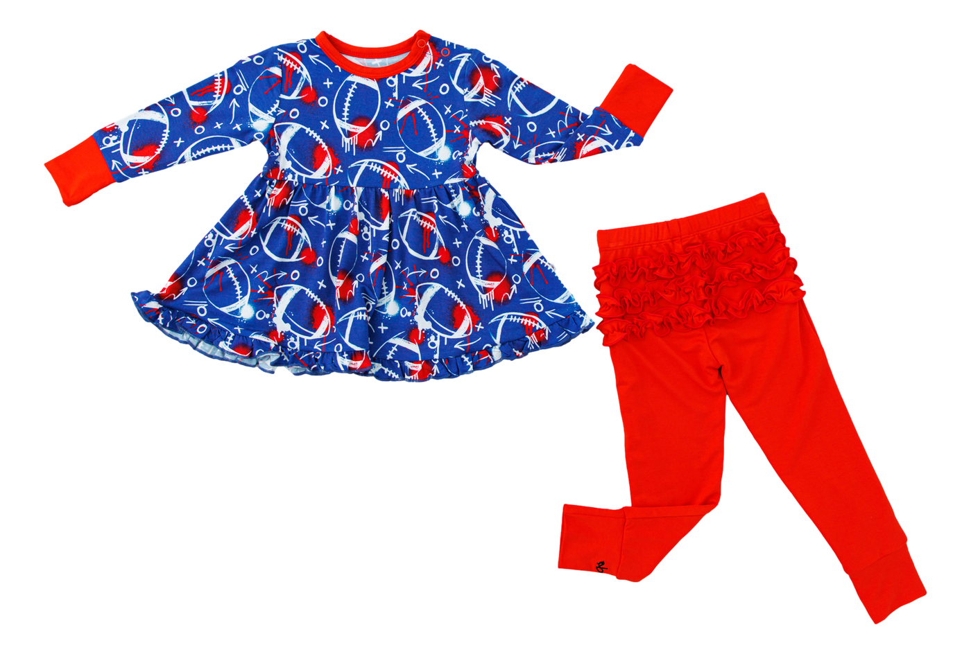 graffiti football peplum set : BLUE AND RED